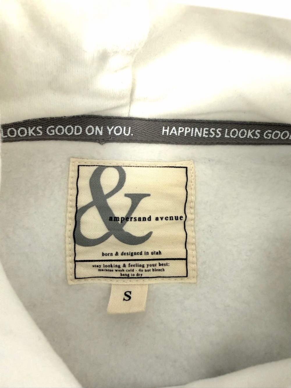 AMPERSAND AVE White, Pink & Teal Striped Sweatshirt Hoodie Pullover Size Small - Picture 3 of 9